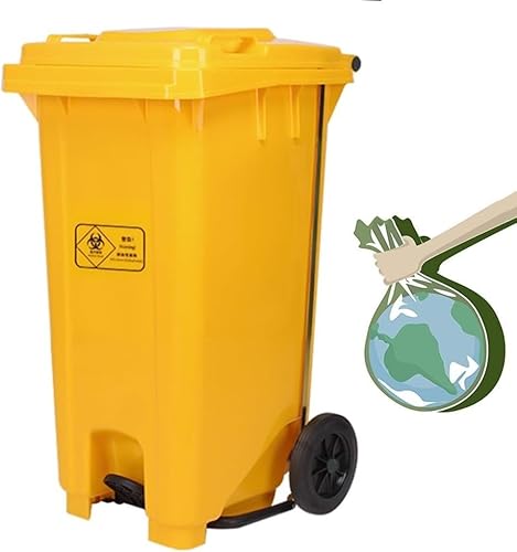 BAKULI 70L 100L Großer Küchen Mülleimer Außenbereich Rädern Deckel Papierkorb Terrasse Hinterhof Deck Straßenrand(Yellow,100L) von BAKULI