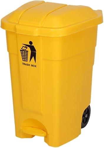BAKULI 70L 100L Großer Küchen Mülleimer Außenbereich Rädern Deckel Papierkorb Terrasse Hinterhof Deck Straßenrand(Yellow,70L) von BAKULI