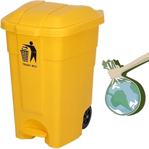BAKULI 70L 100L Großer Küchen Mülleimer Außenbereich Rädern Deckel Papierkorb Terrasse Hinterhof Deck Straßenrand(Yellow,70L) von BAKULI