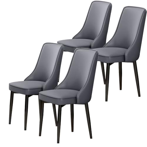 BAKULI Esszimmermöbelstühle 4er Set Wasserdichter Loungesessel PU Leder Mit Füßen Kohlenstoffstahl Wohnzimmer Und Küche(Dark Gray) von BAKULI