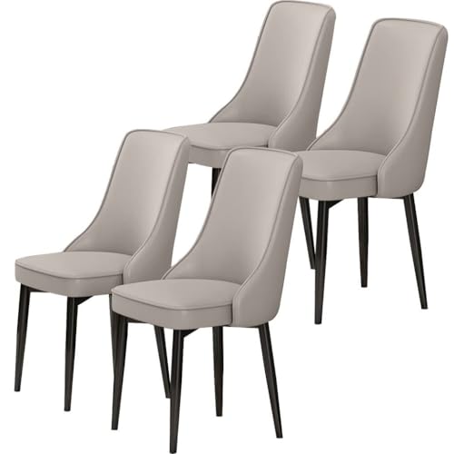 BAKULI Esszimmermöbelstühle 4er Set Wasserdichter Loungesessel PU Leder Mit Füßen Kohlenstoffstahl Wohnzimmer Und Küche(Light Gray) von BAKULI