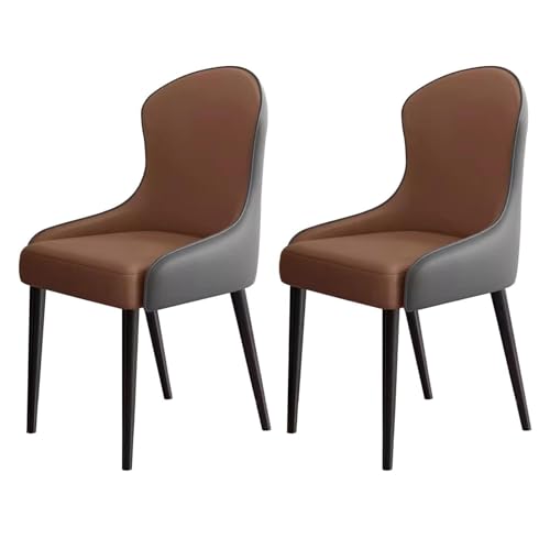 BAKULI Esszimmerstühle 2er Set Küchenstühle Mit PU Lederpolsterung Mit Schwarzem Metallrahmen Moderne Seitenstühle(Brown Dark Gray) von BAKULI