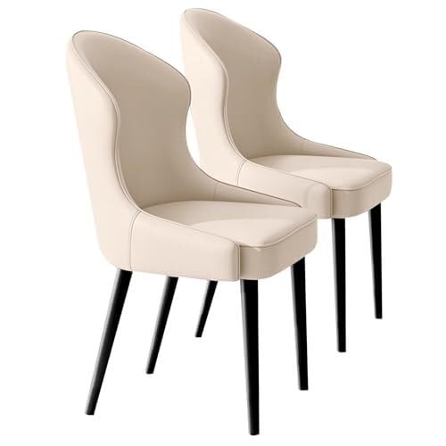 BAKULI Esszimmerstühle 2er Set Küchenstuhl Aus PU Leder, Beistellstuhl Mitte Jahrhunderts Mit Metallbeinen for Küche Und Esszimmer(Beige) von BAKULI