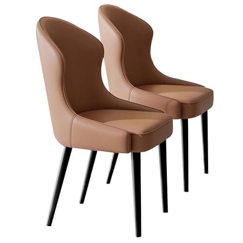 BAKULI Esszimmerstühle 2er Set Küchenstuhl Aus PU Leder, Beistellstuhl Mitte Jahrhunderts Mit Metallbeinen for Küche Und Esszimmer(Brown) von BAKULI