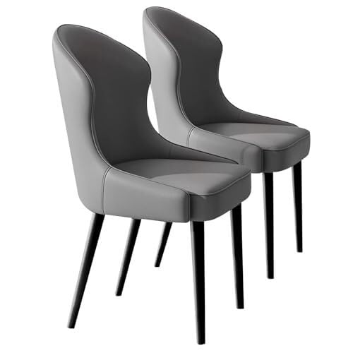 BAKULI Esszimmerstühle 2er Set Küchenstuhl Aus PU Leder, Beistellstuhl Mitte Jahrhunderts Mit Metallbeinen for Küche Und Esszimmer(Dark Grey) von BAKULI