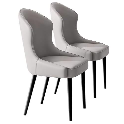 BAKULI Esszimmerstühle 2er Set Küchenstuhl Aus PU Leder, Beistellstuhl Mitte Jahrhunderts Mit Metallbeinen for Küche Und Esszimmer(Light Grey) von BAKULI
