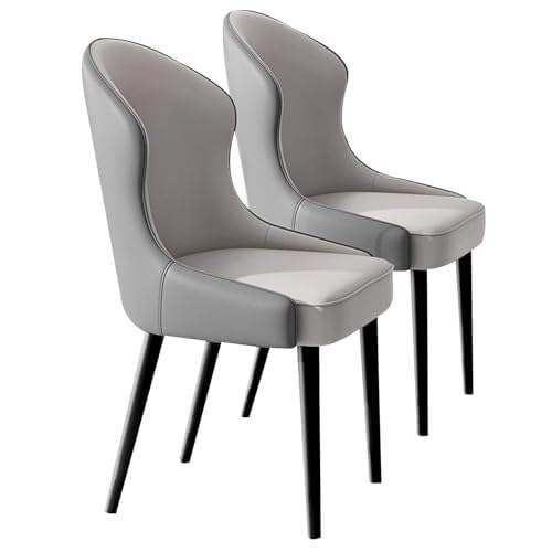 BAKULI Esszimmerstühle 2er Set Küchenstuhl Aus PU Leder, Beistellstuhl Mitte Jahrhunderts Mit Metallbeinen for Küche Und Esszimmer(Light Grey Dark Grey) von BAKULI