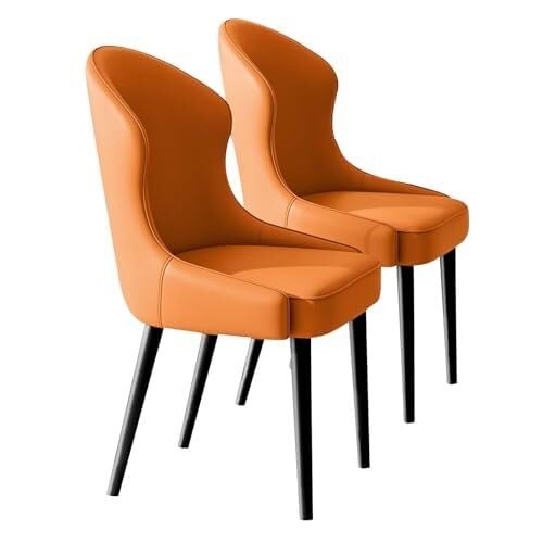 BAKULI Esszimmerstühle 2er Set Küchenstuhl Aus PU Leder, Beistellstuhl Mitte Jahrhunderts Mit Metallbeinen for Küche Und Esszimmer(Orange) von BAKULI