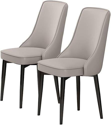 BAKULI Esszimmerstühle 2er Set PU Leder Hohe Rückenlehne Gepolsterte Weiche Sitzfläche Beine Kohlenstoffstahl Wohnzimmer(Light Gray) von BAKULI