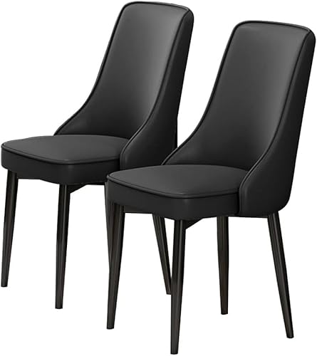 BAKULI Esszimmerstühle 2er Set PU Leder Hohe Rückenlehne Gepolsterte Weiche Sitzfläche Beine Kohlenstoffstahl Wohnzimmer(Negro) von BAKULI