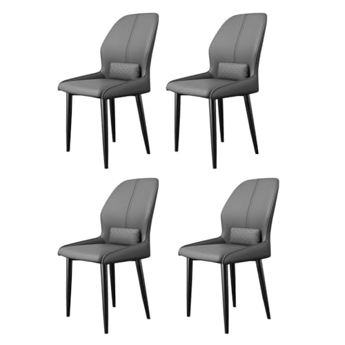 BAKULI Esszimmerstühle 4er Set Moderner Ledersessel Mit Hoher Rückenlehne Akzentstuhl Metallrahmen Für Küche Und Wohnzimmer(Dark Gray) von BAKULI