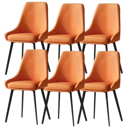 BAKULI Esszimmerstühle 6er Set Kunstleder for Küche Wohnzimmer Theke Lounge Stuhl Mit Stuhlbeinen Aus Metall for Gewerbliche Restaurants Hause (Color : Orange Red) von BAKULI