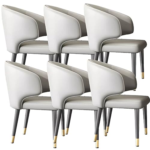 BAKULI Esszimmerstühle 6er Set Mikrofaser Leder Weich Gepolsterter Küchensitz Theken Lounge Wohnzimmer Empfangsstuhl (Color : Light Gray) von BAKULI