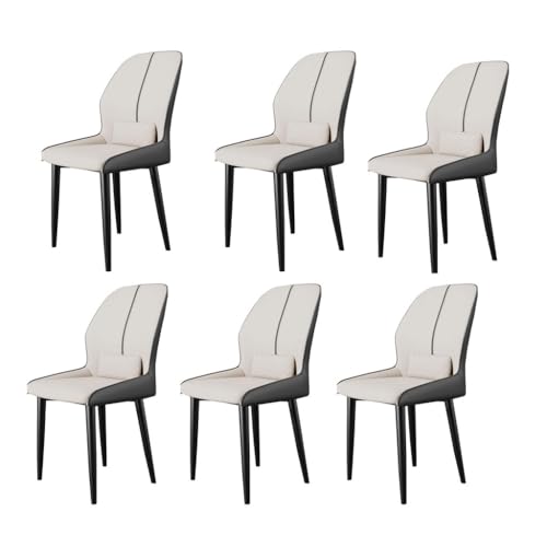 BAKULI Esszimmerstühle 6er Set Moderner Ledersessel Mit Hoher Rückenlehne Akzentstuhl Metallrahmen Für Küche Und Wohnzimmer(Light Gray+Gray) von BAKULI