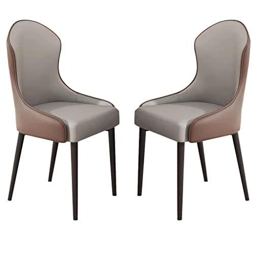 BAKULI Esszimmerstühle Aus Mikrofaser Leder 2er Set Stühle for Küche Wohnzimmer Lounge Theke Stabile Metallbeine Aus Karbonstahl(Dark Grey+Coffee) von BAKULI
