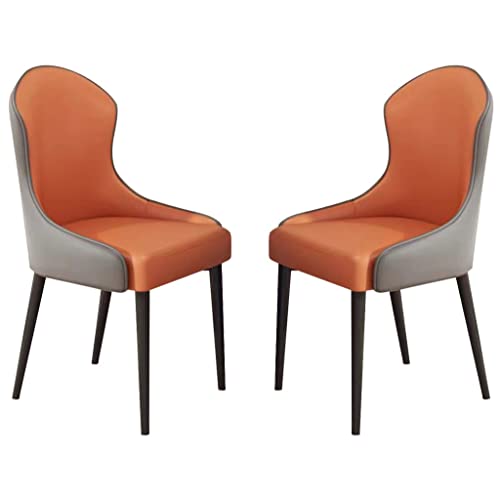 BAKULI Esszimmerstühle Aus Mikrofaser Leder 2er Set Stühle for Küche Wohnzimmer Lounge Theke Stabile Metallbeine Aus Karbonstahl(Orange+Dark Grey) von BAKULI