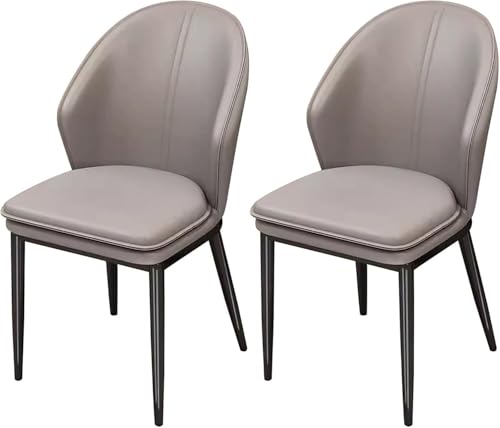 BAKULI Esszimmerstühle Kunstleder 2er Set Gepolsterte Beistellstühle Küche Esszimmer Schwarzem Metallrahmen(Gray) von BAKULI