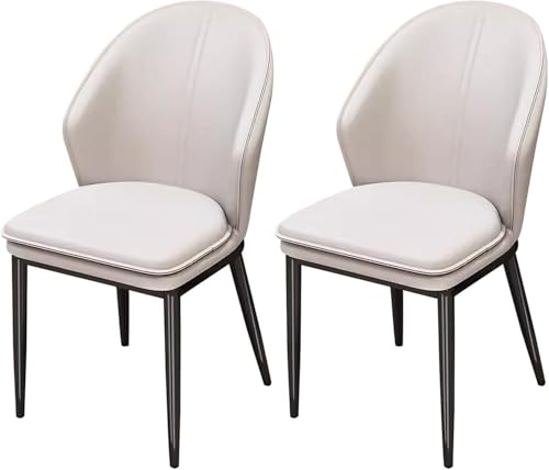 BAKULI Esszimmerstühle Kunstleder 2er Set Gepolsterte Beistellstühle Küche Esszimmer Schwarzem Metallrahmen(White) von BAKULI
