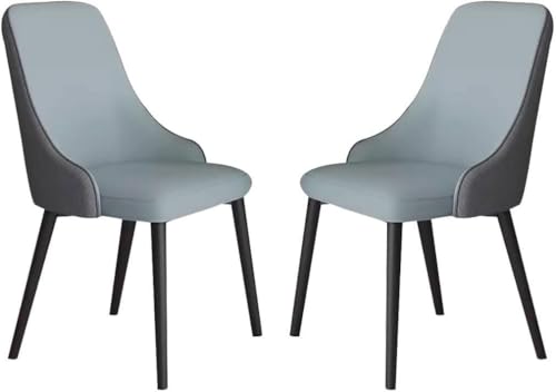 BAKULI Esszimmerstühle Kunstleder 2er Set Lounge-Thekenstühle for Küche Und Wohnzimmer Stabile Metallbeine Kohlenstoffstahl(Blue+Dark Grey) von BAKULI