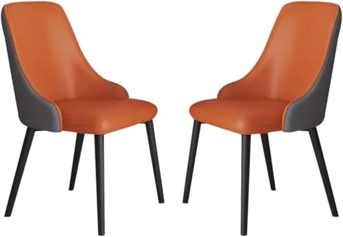 BAKULI Esszimmerstühle Kunstleder 2er Set Lounge-Thekenstühle for Küche Und Wohnzimmer Stabile Metallbeine Kohlenstoffstahl(Orange+Dark Grey) von BAKULI