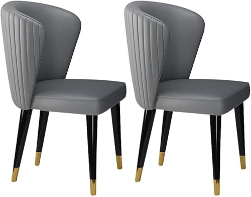 BAKULI Esszimmerstühle Mikrofaser Leder 2er Set Lounge Stühle for Küche Und Wohnzimmer Empfangsstuhl Füßen Esche Massivholz(Dark Gray) von BAKULI