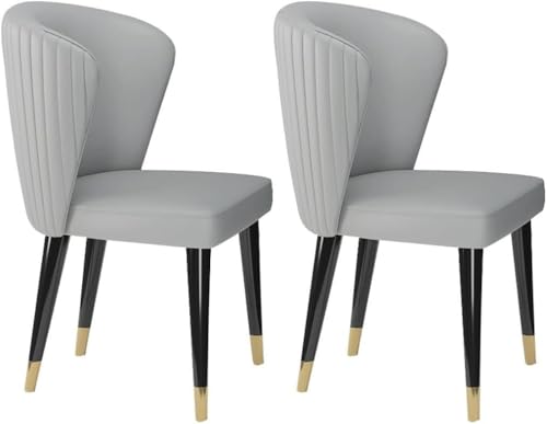 BAKULI Esszimmerstühle Mikrofaser Leder 2er Set Lounge Stühle for Küche Und Wohnzimmer Empfangsstuhl Füßen Esche Massivholz(Light Gray) von BAKULI
