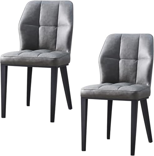 BAKULI Esszimmerstühle Mit Hoher Rückenlehne 2er Set Küchenstühle Sitzkissen PU Leder Beine Aus Kohlenstoffstahl Wohnzimmer-Seitenstühle(Dark Gray) von BAKULI