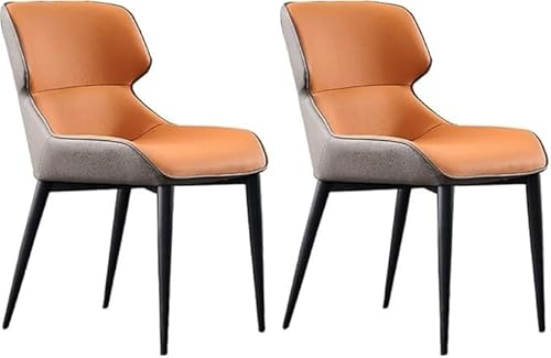 BAKULI Esszimmerstühle Mit Hoher Rückenlehne Aus PU Leder 2er Set Mit Schwarzen Stuhlbeinen for ESS Und Wohnzimmerstühle(Orange) von BAKULI