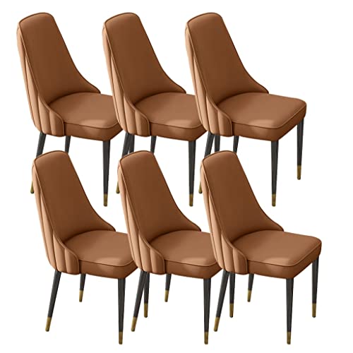 BAKULI Esszimmerstühle aus PU-Leder, 6er-Set, für Küche, Haushalt, Schreibtischstuhl, hohe Rückenlehne, gepolstert, weicher Sitz, stabile Eisenkunst-Metallbeine (Kaffee, Schwarz-Goldfüße) von BAKULI