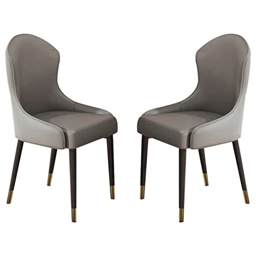 BAKULI Esszimmerstuhl Mit Holzbeinen 2er Set Mikrofaser Leder Küche Wohnzimmer Lounge Thekenstühle Haushalts Schreibtischstuhl(Dark Grey) von BAKULI