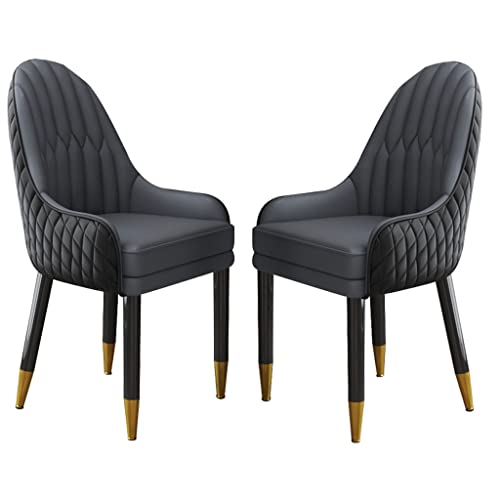 BAKULI Esszimmerstuhl Mit Holzbeinen 2er Set Mikrofaser Leder for Küche Wohnzimmer Lounge Thekenstühle(Black+Cement Gray) von BAKULI