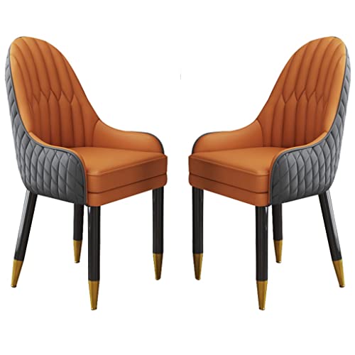 BAKULI Esszimmerstuhl Mit Holzbeinen 2er Set Mikrofaser Leder for Küche Wohnzimmer Lounge Thekenstühle(Cement Gray+orange) von BAKULI