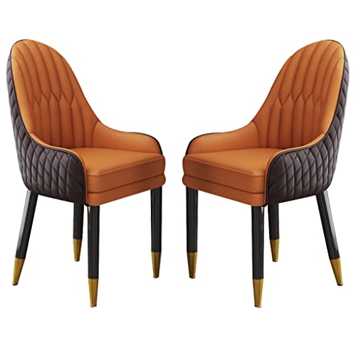 BAKULI Esszimmerstuhl Mit Holzbeinen 2er Set Mikrofaser Leder for Küche Wohnzimmer Lounge Thekenstühle(Coffee+orange) von BAKULI