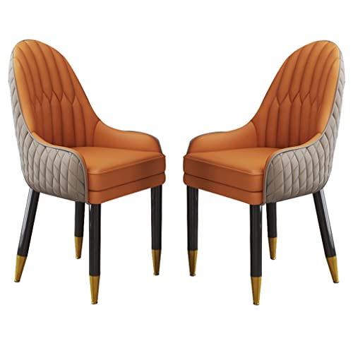 BAKULI Esszimmerstuhl Mit Holzbeinen 2er Set Mikrofaser Leder for Küche Wohnzimmer Lounge Thekenstühle(Khaki+orange) von BAKULI