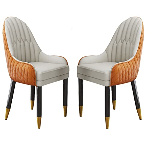 BAKULI Esszimmerstuhl Mit Holzbeinen 2er Set Mikrofaser Leder for Küche Wohnzimmer Lounge Thekenstühle(Orange+beige) von BAKULI
