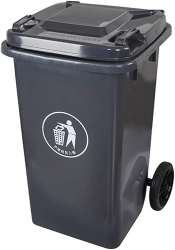 BAKULI Großer Robuster Mülleimer Rädern Wohnbereich Soliden Rollen Und Deckel For Die Veranda Hinterhof Terrasse(Gray,100L) von BAKULI
