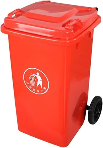 BAKULI Großer Robuster Mülleimer Rädern Wohnbereich Soliden Rollen Und Deckel For Die Veranda Hinterhof Terrasse(Red,100L) von BAKULI