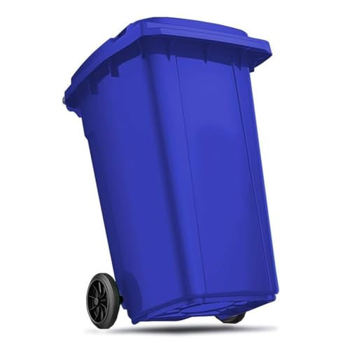 BAKULI Kommerzieller Großer Mülleimer Außenbereich Deckel Rutschfestem Griff Verschleißfester Rolle Straßenrand Von Decks(Blue,240L) von BAKULI