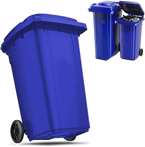 BAKULI Kommerzieller Großer Mülleimer Außenbereich Deckel Rutschfestem Griff Verschleißfester Rolle Straßenrand Von Decks(Blue,240L) von BAKULI