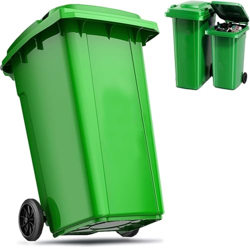 BAKULI Kommerzieller Großer Mülleimer Außenbereich Deckel Rutschfestem Griff Verschleißfester Rolle Straßenrand Von Decks(Green,80L) von BAKULI