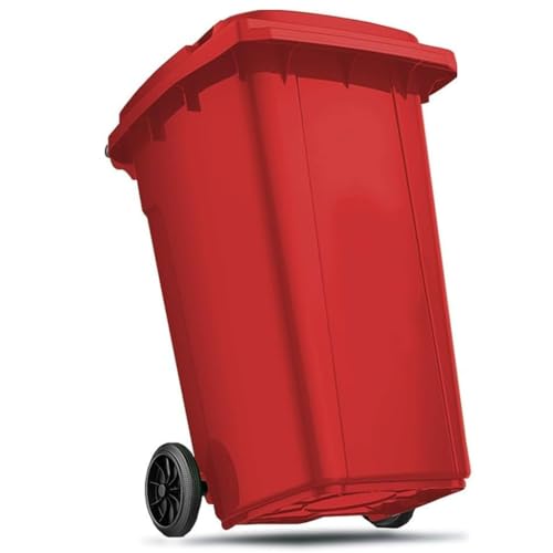 BAKULI Kommerzieller Großer Mülleimer Außenbereich Deckel Rutschfestem Griff Verschleißfester Rolle Straßenrand Von Decks(Red,240L) von BAKULI