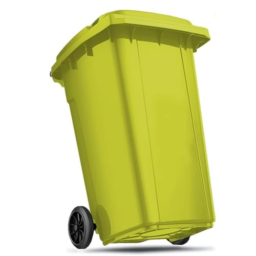 BAKULI Kommerzieller Großer Mülleimer Außenbereich Deckel Rutschfestem Griff Verschleißfester Rolle Straßenrand Von Decks(Yellow,80L) von BAKULI