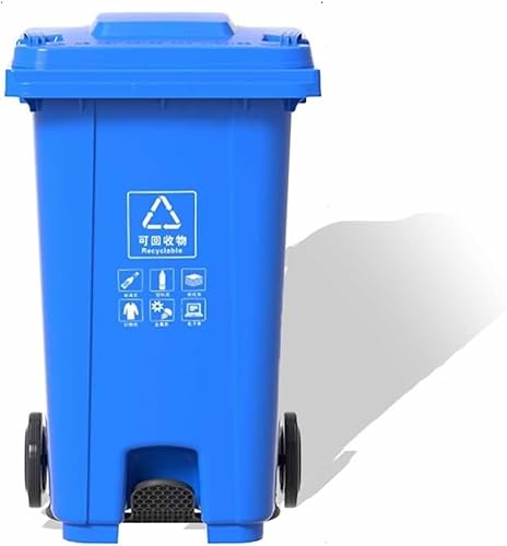 BAKULI Küchen Abfalleimer Außenbereich Freihändige Entsorgung Gewerblicher Abfalleimer Rädern Und Deckel(Blue,240L) von BAKULI