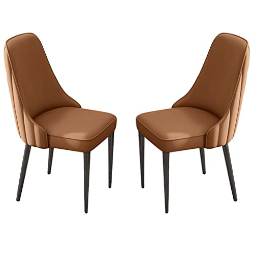 BAKULI Küchen-Esszimmerstühle, modernes PU-Leder, hohe Rückenlehne, gepolstert, weicher Sitz, Haushalts-Schreibtischstuhl, stabile Eisenkunst-Metallbeine (Kaffee, schwarze Füße) von BAKULI