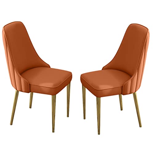 BAKULI Küchen-Esszimmerstühle, modernes PU-Leder, hohe Rückenlehne, gepolstert, weicher Sitz, Haushalts-Schreibtischstuhl, stabile Eisenkunst-Metallbeine (orange-gelb, goldfarbene Füße) von BAKULI