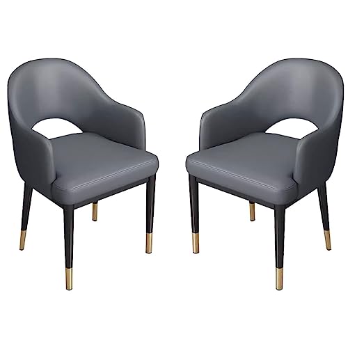 BAKULI Küchen Esszimmerstühle 2er Set Haushalts Schreibtischstuhl Aus Litschi Leder Moderne Freizeit Esszimmer Akzent Sessel Stabile Metallbeine(Deep Gray) von BAKULI