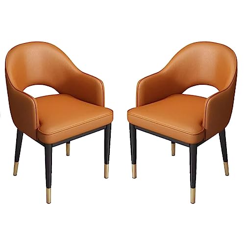 BAKULI Küchen Esszimmerstühle 2er Set Haushalts Schreibtischstuhl Aus Litschi Leder Moderne Freizeit Esszimmer Akzent Sessel Stabile Metallbeine(Light Brown) von BAKULI