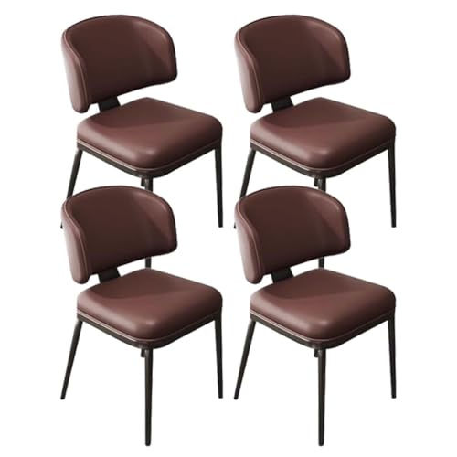 BAKULI Küchen Esszimmerstühle 4er Set Metallbeinen for Schlafzimmer Restaurant Gepolsterter Beistellstuhl Aus Kunstleder(Brown) von BAKULI