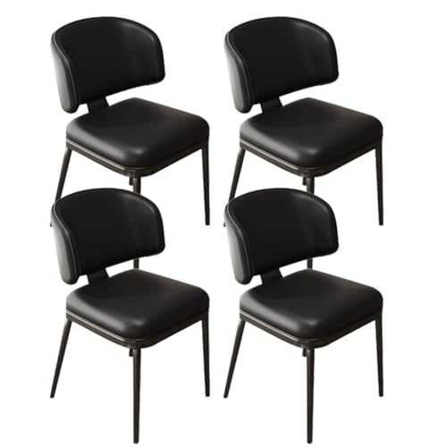 BAKULI Küchen Esszimmerstühle 4er Set Metallbeinen for Schlafzimmer Restaurant Gepolsterter Beistellstuhl Aus Kunstleder(Negro) von BAKULI