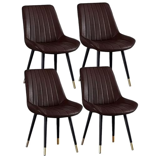 BAKULI Küchen Esszimmerstühle 4er Set Wasserfester Beistellstuhl PU Leder Mit Metallbeinen Moderne Beistellstühle Mitte Jahrhunderts(Brown,Black Gold feet) von BAKULI